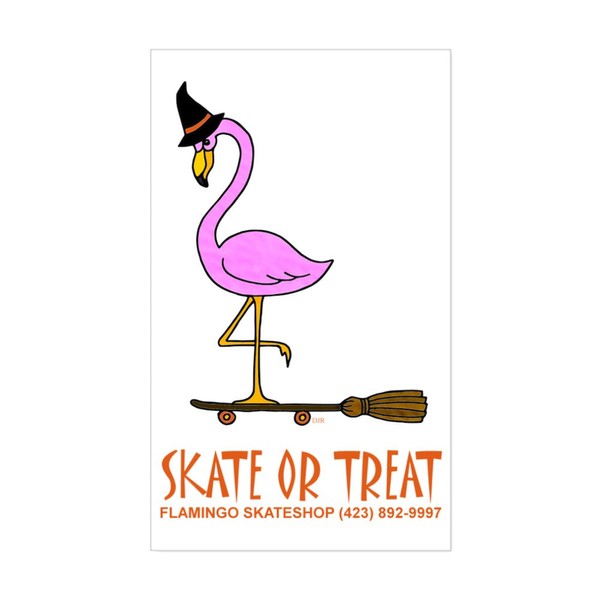 CafePress Halloween Flamingo Witch Shir Rectangle Bumper Sticker Car Decal