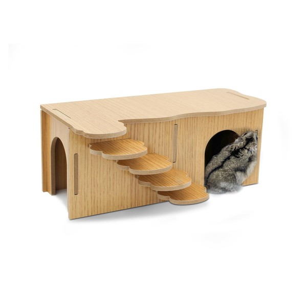 LuckyOpt Wooden Hamster Hideout, Luxury Small Animal Hamster House with