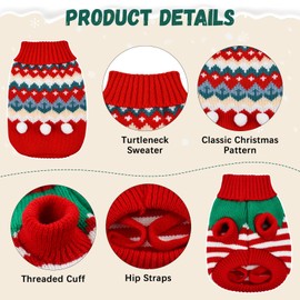 Christmas Jumper Dog, 2 Pieces Dog Outfit Christmas, Christmas Jumper Cat, Dog Christmas Costume, Christmas Costumes for Small and Medium Dogs and Cats (M)