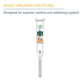 Hugo Mobility Adjustable Adult Crutches For Walking, Walking Crutches, Comfortable Lightweight Crutches with Underarm Pad and Hand Grip, For Users 52 to 60 Inches