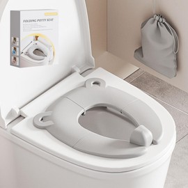 Adaptador Baño Infantil Plegable, Asiento de Inodoro Niños (Gris)