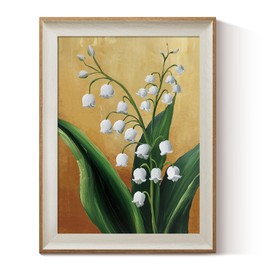 ARPEOTCY Framed Canvas Wall Art, 12x16 Inch Lily of the Valley Floral Print, Vintage Botanical Flower Artwork for Bedroom, Living Room, or Entryway Decor