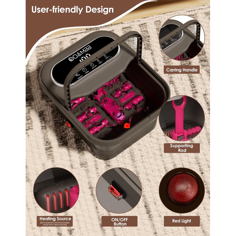OOAMBB Collapsible Foot Spa with Heat, Bubble and Temp Control,