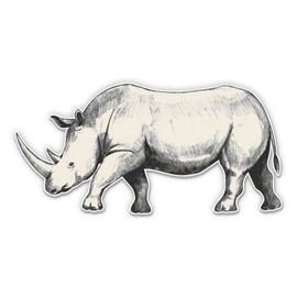 Rhinoceros Drawing Rhino - 3" Vinyl Sticker - for Car Laptop Water Bottle Phone - Waterproof Decal