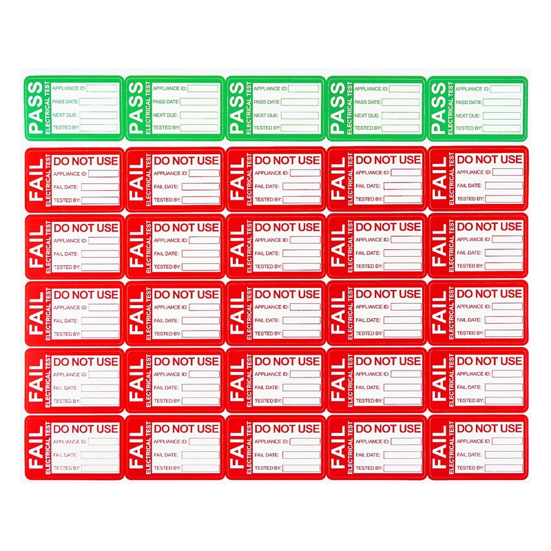 PACK4YA Pat Safety Test Sticker, 250pcs 25x41 mm Pat Test