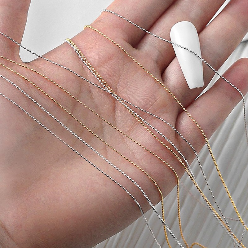 4pcs nail ball chain nail chain gold nail parts chain