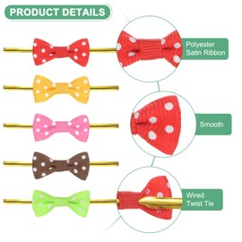 M METERXITY 100-Pack Mini Craft Ribbon Bow Twist Ties,1.2x0.6 Inch Twist Tie Bows Satin Ribbon Tie Bows for Craft DIY/Baked Goods/Hair Bow Sewing/Wedding/Birthday/Party[Multicolored]