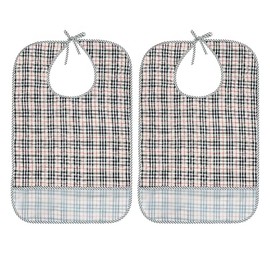 SEABABOO Lätzchen Für Erwachsene 2 Stück Lätzchen 58.5 X 38 CM Wasserdicht Erwachsenen Lätzchen Wiederverwendbarer Kleidungsschutz für Männer Frauen Ältere Menschen Behinderte (Khakifarben)