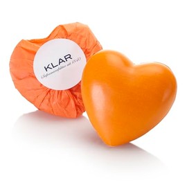 Klar Seifen Heart Soap Orange 65 g, Cosmos Certified, Palm Oil Free, with Orange Oil, Suitable for Normal Skin, Soap 11030