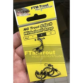 Fishing Tackle Max Unisex - Adult 10C6101082C10 FTM New Generation Trout 5-Way Snap 8 kg 6101082 Sbirolino Swivel for Trout Fishing, Colourful, Normal