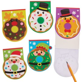 Baker Ross FX450 Mini Notepads Christmas Doughnuts, Pack of 10, Small Advent Calendar Gifts, Santa Gifts for Children