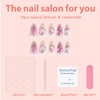 Pink Press on Nails Medium Almond Fake Nails with 3D