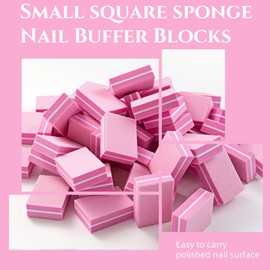 50pcs Mini Nail Buffer Blocks - 100/180 Grit Dual-Sided Sponge Buffing & Sanding Files for Natural, Gel, Acrylic Nails. Professional & Long-Lasting Nail Buffers Block, Pink Buffer Nails File