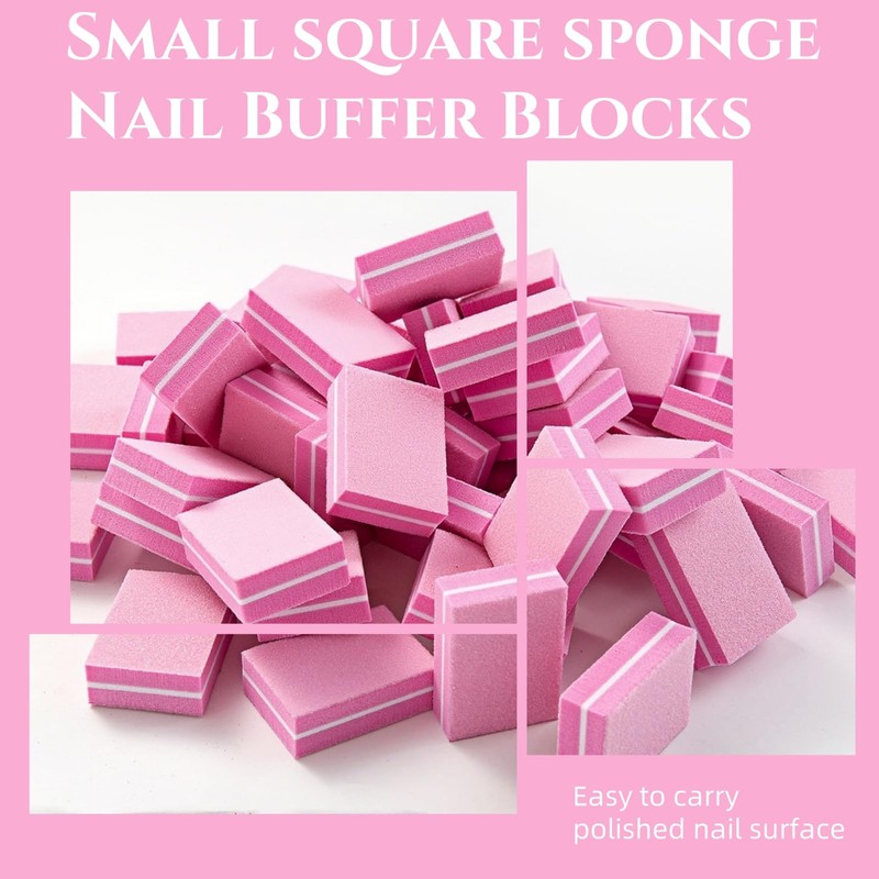 50pcs Mini Nail Buffer Blocks - 100/180 Grit Dual-Sided Sponge