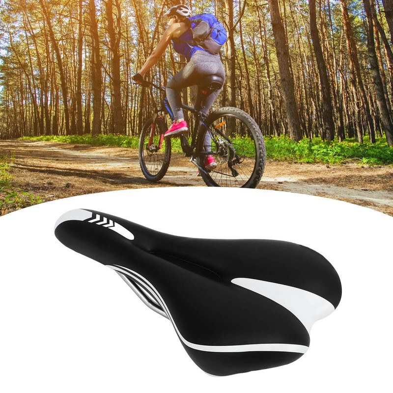 Silicone Bike Saddle Breathable Shock Absorption Black White Mountain Bike