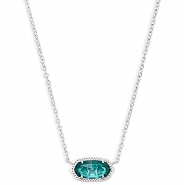 Kendra Scott Elisa Pendant Necklace for Women, Fashion Jewelry, Rhodium-Plated, London Blue