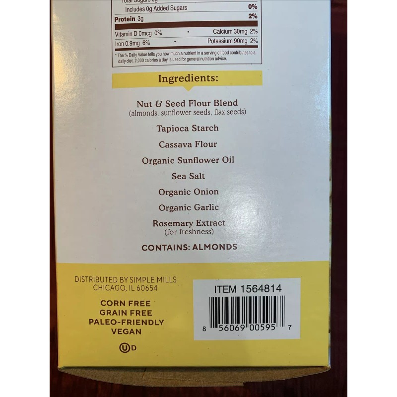 Simple Mills Almond Flour Sea Salt Crackers, 10 Ounce (2