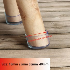 Leliafleury 8Pcs 25mm Rubber Leg Tips Round Rubber End Caps Clear Chair Leg Covers Non-Slip Rubber Furniture Feet Replacement Tips for Tables Chairs Desks