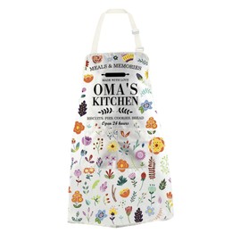 WCGXKO Oma' Kitchen Apron - Black Floral - Unisex Adults - Grandma Gift