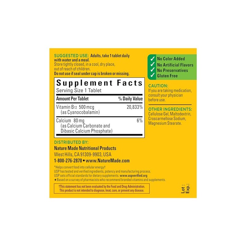 Nature Made Vitamin B mcg, Dietary Supplement for Energy Metabolism