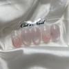 Ribbon pink magnetic nail handmade nail tip - Oval /
