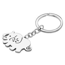 WEVENI Enamel Alloy Anime Elephant Keychains Key Ring Charm Elephants Gifts for Women Girls Lady Bag Car Purse (Greyish)