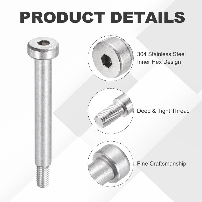 sourcing map 8 Pcs 304 Stainless Steel Shoulder Bolt 5mm