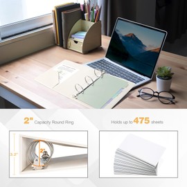 Ospelelf Leather Mini Binder Vintage Hardcover 2 Inch Rings, Professional Small 3 Ring Binders Organizer Suitable for 5.5" x 8.5" Documents, Binder Dividers with Tabs, Beige