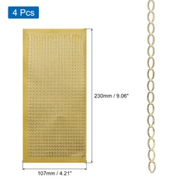 MECCANIXITY 4 Sheets Nail Gold Art Stickers Decals 3D Chains Line Metallic Sticker Holographic Self Adhesive for Nail Scrapbook DIY Decoration