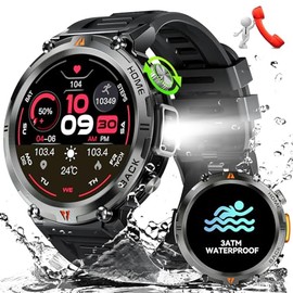 JELLOO Reloj Militar Inteligente para Hombre (Bluetooth Talk) 1.43 AMOLED Android Wear Smartwatch con Monitor de Ritmo CardíacoMonitor de Sueño110... 