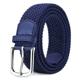 MATLAB Stretch Belt Fabric Belt Braided Elastic Belt for Men and Women Width 3.3 cm, blue