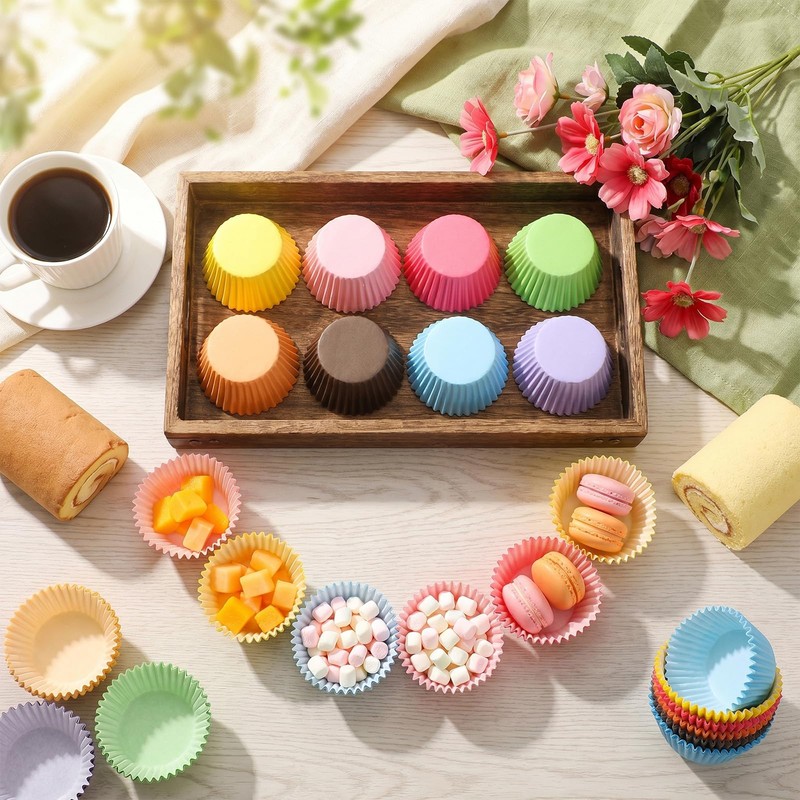 200 PCS Pastel Cupcake Liners, Colorful Floral Cupcake Liners
