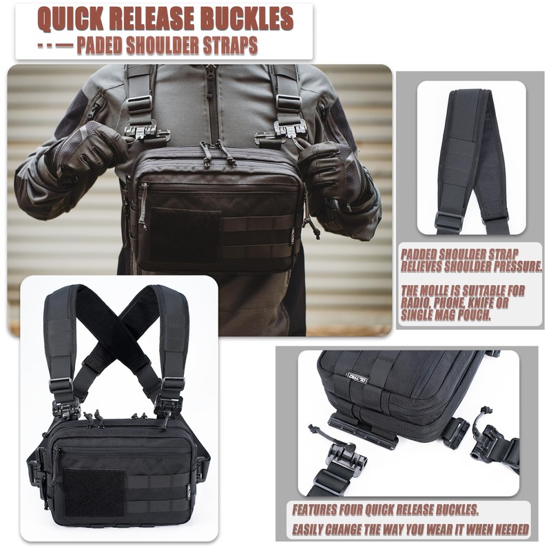 CLTAC Tactical Chest Rig Bag Concealed Carry CCW Pack Molle