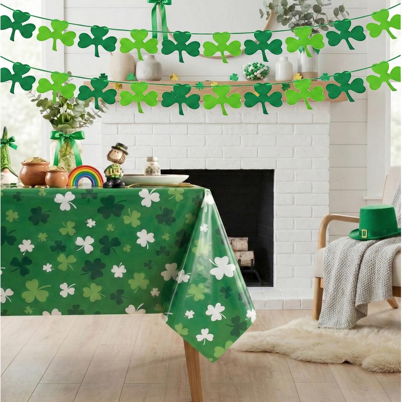 St Patricks Day Decorations - 4PCS Shamrock Garland Banner for