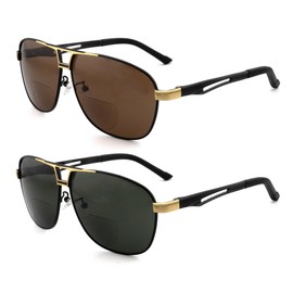 Classic Bifocal Sunglasses,Command Aviator Metal Reading Glasses For Men and Women 2.5