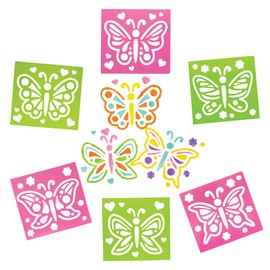 Baker Ross FE151 Butterfly Stencils - Pack of 8, Plastic Stencils for Children, Art Set for Kids to Create and Design Themed Books, Cards and Pictures