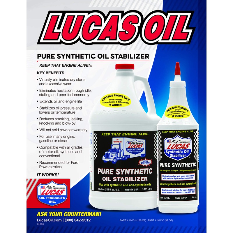 LUCAS LUC10130 Synthetic Oil Stabilizer. Quart