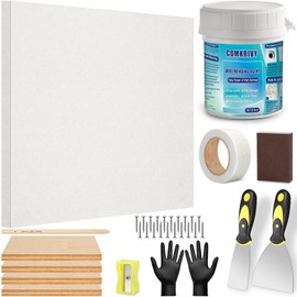 Drywall Repair Kit -12"x12" Dry Wall Repair Panel, All-in-One Drywall Patchs Wall Patch Repair Kit with Spackle, Mesh Tape, Putty Knives, Sanding Block for Large Wall Ceiling Hole Quick Repair