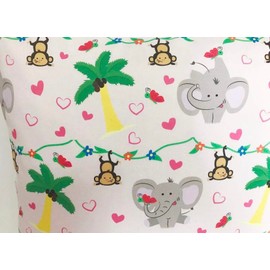 Children's Cushion Cover 40 x 40 cm Vehicles Boys 100% Cotton Decorative Cushion Cover Children's Play Cushion (Elephants)