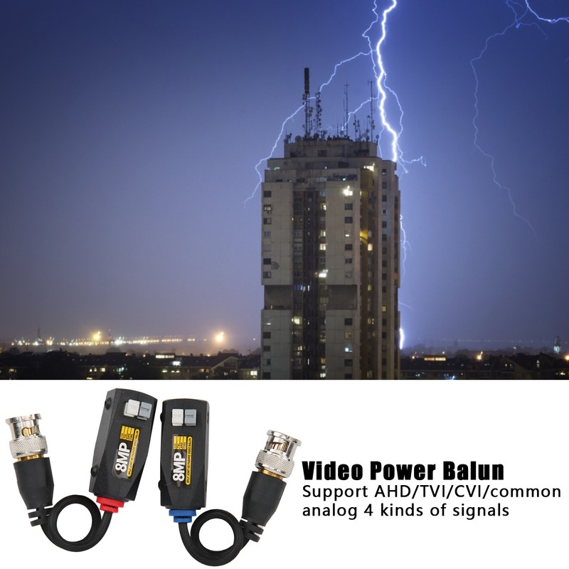6Pcs Video Power Balun 8MP Anti Thunder Transmitter for CVI/TVI/AHD/CVBS