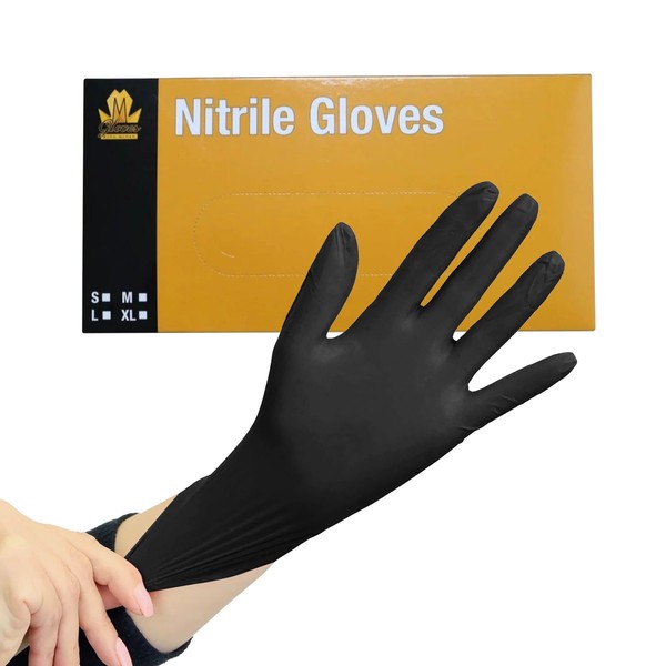 King Midas Nitrile Gloves - Powder Free Hair Styling Gloves 100 Count - Latex Free Cleaning Gloves with Comfort Fit (Medium)
