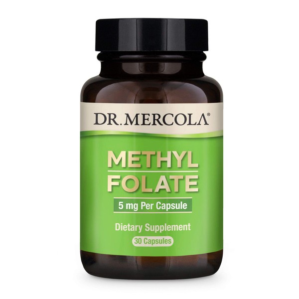 Dr. Mercola, Methyl Folate Dietary Supplement, 30 Servings (30 Capsules), Non-GMO, Soy-Free, Gluten Free
