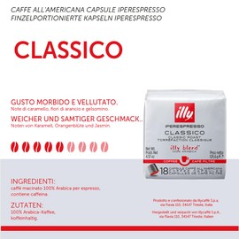 illy Kaffee, Filterkaffee Kapseln Iperespresso Classico, klassische Röstung - Verpackung mit 18 Kaffeekapseln