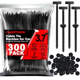 CRAZYTHUR Cable Tie Buckle，300Pcs Nylon Universal Cable Tie Buckle of Self-Locking T Rivet, New Multifunctional Grip Auto Zip Ties Buckles Tool Fasteners for Bumper Retainer Fender Liner Door Panel