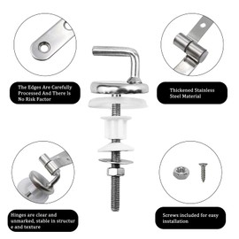 POPAPIE Set of 2 Toilet Seat Attachments, Toilet Seat Stainless Steel Hinge, Toilet Seat Hinges, Hinge Fittings for Toilet Seat for Toilet Seat Accessory Installation in Hotels and Family
