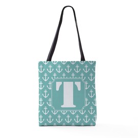 CafePress Monogram Letter T Anchor Nautical All Over Print T 18"x18" Reusable Grocery Shopping Sling Tote Bag