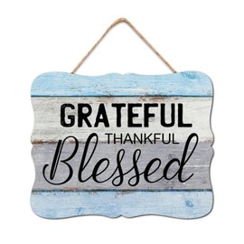BRUYU5SE Grateful Thankful Blessed Wood Signs Welcome Sign Vintage Christian Scripture Wall Decor Hanging Plaque Sign For Office Bedroom Living Room Home 8x10in
