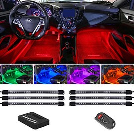 LEDGlow 6pc Flexible Million Color Multi-Color LED Interior Footwell Underdash Neon Lighting Kit for Cars & Trucks - 15 Solid Colors - 10 Unique Patterns - Music Mode - Includes Control Box & Remote