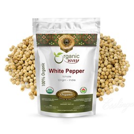 Organic Way Premium White Peppercorns Whole (Piper nigrum) - Grinder Refill | Organic & Kosher Certified | Raw, Vegan, Non GMO & Gluten Free | USDA Certified | Origin - Sri Lanka (1/2LBS / 8OZ)