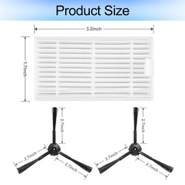 ilovelife Replacement Filter & Brush Accessories Compatible with ILIFE V3s V3s pro, V5, V5s, V5s pro Robot Vacuum Cleaner, 10 Filters + 10 Side Brushes